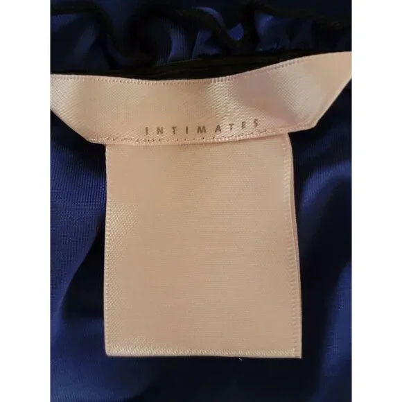 Blossom Intimates Blue & Black Sleeveless Tie-Strap Babydoll Nightgown - Picture 3 of 5